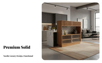 Extendable Kitchen Island Multi-Functional Design Kitchen Island with Storage Space-Saving Solid Wood Sideboard Bar for Homeowners, Hosts, Living Room