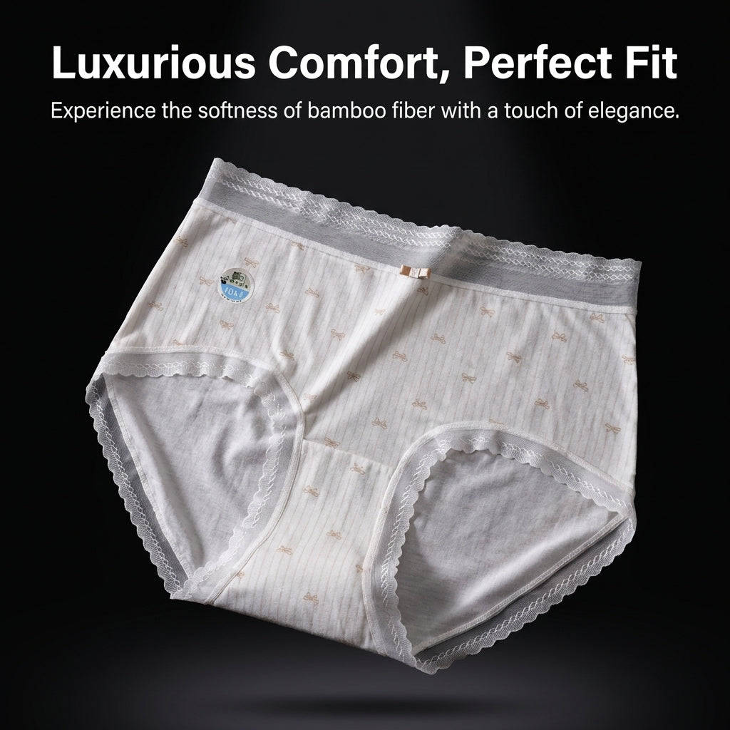 Underwear Women High Waisted Knickers with Gusset Lining, Bamboo Fibre for Postpartum and Plus Size, Breathable C Section