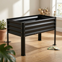 Galvanized Metal Garden Bed Corrugated Metal Raised Garden Bed Black Outdoor Growing Setup