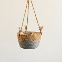 Hanging Basket for Home Decor and Garden Decor, Seagrass Storage Basket for Hanging Plant and Boho Decor, Metal Hanging Planter, Item in Stock