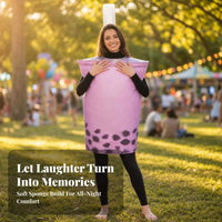 Easy to Wear Bubble Tea Costume | Printed tapioca spheres Details, Funny Oversized Cup Shape, bubble tea Costume, for Halloween