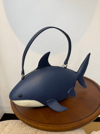Creative Shark-Shaped PU Crossbody Bag with Contrast Color