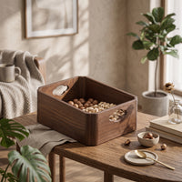Wood Box with Handles Open-Top Storage Box Smooth for Coffee Table, Entryway
