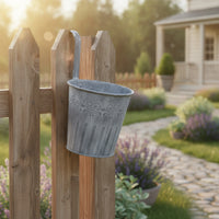 Hanging Flower Pot Distressed Plant Pot with Hook Ribbed for Fence, Patio