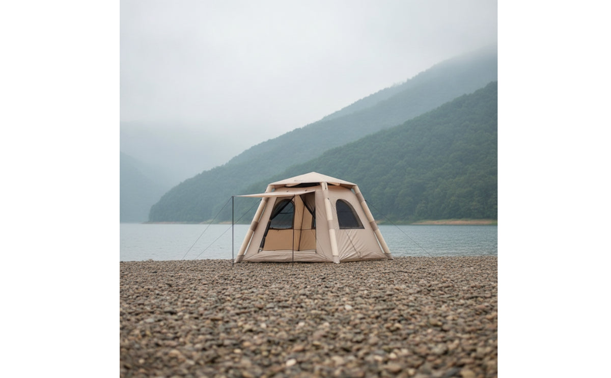 Quick Setup Inflatable Tent with Mesh Openings and Doors Spacious Inflatable Tent with Awning Ventilated Waterproof for Campers, Families, Camping, Backyard Gatherings