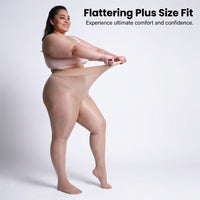 Tights for Women Plus Size with Anti-Snag Nylon for Everyday Wear, Ladies Hosiery in Extended Sizes, Tan for Formal Occasions