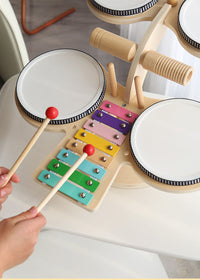 Wooden Cat Multi-Functional Music Table, Educational Drum Toy for Kids 4-6 Years