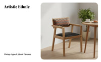 Upholstered Vrear Chair Retro design Dining Seat sturdy Wood Legs for Cafe Owners