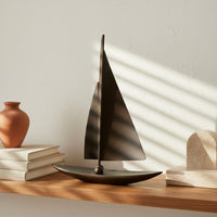 Modern Metal Sailboat Ornament Artistic Design Tabletop Sculpture for Showroom
