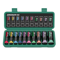 Impact Socket Set Color-Coded Socket Set with Case Tool Metric Organized for Mechanics, Auto Repair, Garage