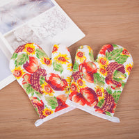 Oven Microwave Grill Heat Resistant Mitts for Baking and Cooking (White Cotton)