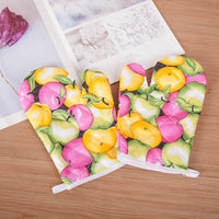 Oven Microwave Grill Heat Resistant Mitts for Baking and Cooking (White Cotton)