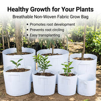 Sturdy-Duty Breathable Grow Bags, White Non-Woven Planter for Vegetables, Biodegradable Plant Grow Bags for Home Gardening