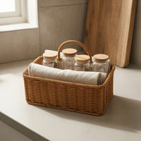 Wall Hanging Basket Wicker-Style Wall Basket with Handle Open-Top for Entryway