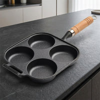 Induction Hob Pancake Pan and Egg Cooker with Four-Hole Design, Cast Iron Pancake Maker for Home Cooking, Poached Egg Pan, Induction Hob Pan