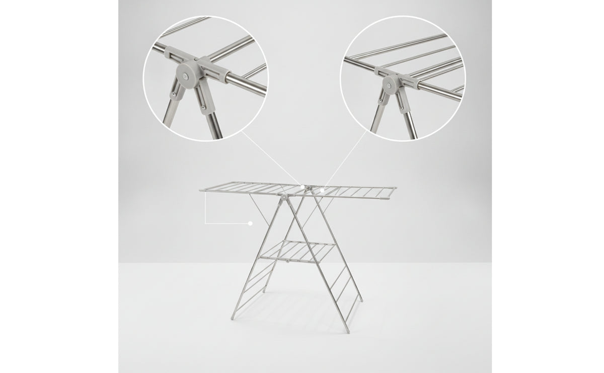 Stainless Steel Laundry Drying Rack Foldable Folding Drying Rack Space-Saving Heavy Duty for Balcony, Apartment