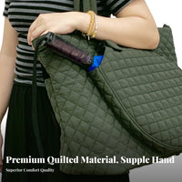 Quilted Sports Bag Large Capacity Pickleball Paddle Bag Badminton Racket Carrier Multiple Pockets Women's Sports Tote for Travel
