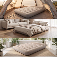 Inflatable Mattress with Built-in Pillow Tufted Inflatable Bed with Pillow Portable Airbed for Camping, Guests, Camping, Tent, Sleepovers