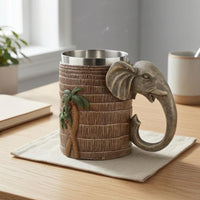 Elephant Cup Food-Grade Stainless Steel Cup Tropical Palm Relief