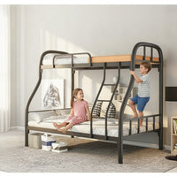 Metal Bunk Bed Space-Saving Bunk Bed Frame Noise Furniture for Teens, Students, Shared Bedroom, Dorm Room, Hostel