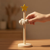 Scrunchie Stand with Star Topper Wooden Scrunchie Holder Stand Upright Hair Tie Organizer for Girls