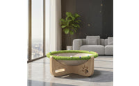 Raised Pet Bed with Scratcher Elevated Cat Hammock Breathable Material Wooden Cat Lounge Bed for Kittens