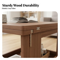 Folding Trolley Table Foldable Design 2-Tier Utility Trolley Movable with Casters Household Furniture for Residents, Students, Balcony, Bedroom