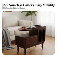 dual-level Rolling Side Table Space-Saving Mobile Storage Sturdy Construction Easy to Clean for Homeowners