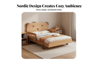 Solid Wood Single Bed Guardrails Wooden Bed with Guardrail Rounded Edges for Young Children, Parents, Bedroom, Small Apartment, Playroom