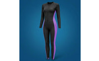 Athletic Swimsuit Front Zipper Long Sleeve Full Body Rash Guard One Piece Waterwear for Women Swimming