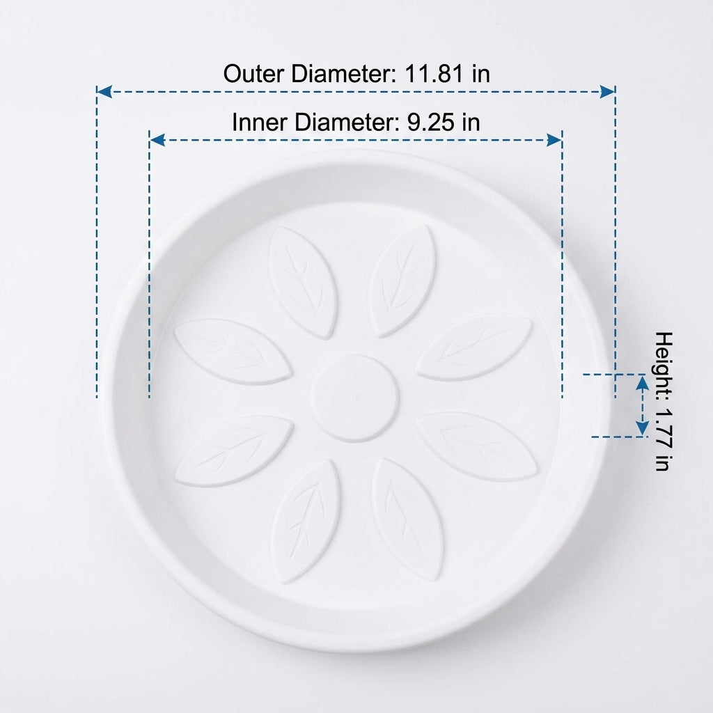 Plant Saucers with Leaf Design Drip Tray, Heavy Duty Round Plant Trays for Outdoor Plants, European Style Floor Standing Plant Pot Stand