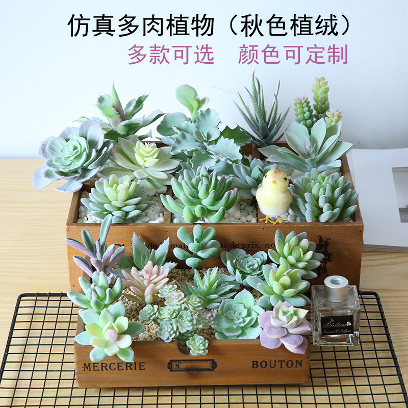 Flocked Artificial Succulent Plants for Floral Arrangements and Home Decor