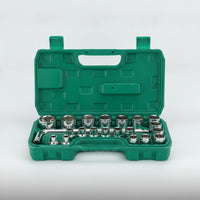 Metric Socket Wrench Set Chrome-Finished Socket Set with Storage Case Mirror Polished Tool Portable for Mechanics, DIYers, Garage, Workshop