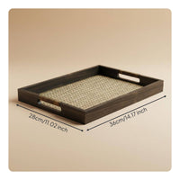 Handwoven Bamboo Tray Retro Design Rattan Tea Tray Natural Wood for Beauty Salon
