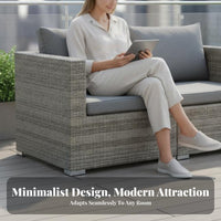 4 Pieces 4-Piece Woven Seating Set Weather-Resistant Outdoor Furnishing Long-Premiuming Frame Easy to Clean for Householders