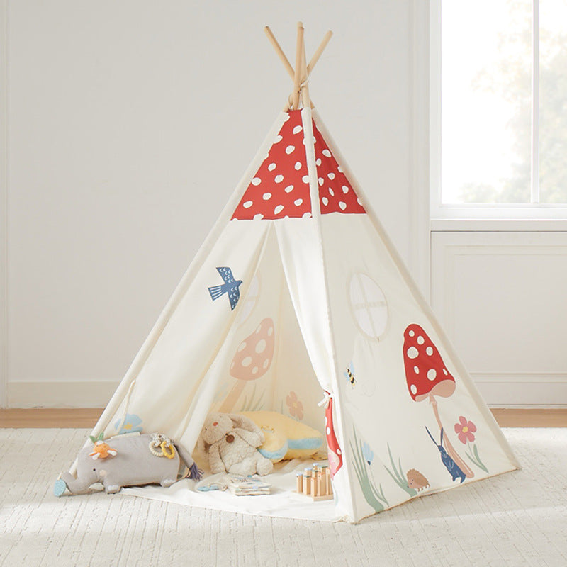 Mushroom Theme Kids Indoor Playhouse, Indian Tent for Boys and Girls, Secret Space for Children