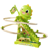 Dinosaur Stair Climbing Toy, Electric Track Car, Lights and Music, Educational