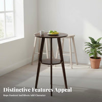 3 Pieces Counter Height Table and Stool Set Sturdy Construction for Small Spaces