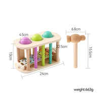 Developmental Wooden Pounding Toy with Mallet Sensory Pounding Bench with Mallet Compact Wooden Hammer Toy Rounded Edges for Toddlers, Playroom
