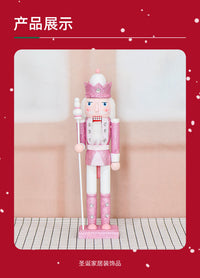 25 New 38cm Pink Glitter Nutcracker Solid Wood Decorative Puppet Gift