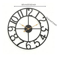 Wall Clock with Metal Frame Openwork Metal Wall Clock Silent for Bedroom, Office