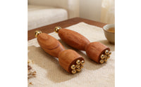 Handheld Facial Massager with Brass Beads Multi-Purpose Wooden Massage Tool Natural Wood Wooden Facial Massager Gentle for Scraping