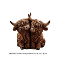 Hairy Bovine Resin Planter Decorative Desktop Piece for Shelf, Living Room