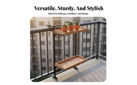 Space Saving 2-Tier Balcony Railing Shelf Heavy Duty Balcony Guardrail Plant Holder Easy Assembly Adjustable Hanging Flower Pot Rack Rust Resistant for Apartment Dwellers, Patio, Deck