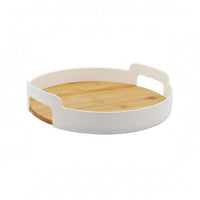 Round Bamboo Tray Handhold Openings Houseware Minimalist