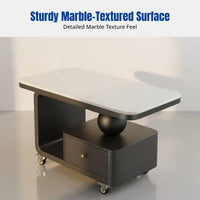 Cream Style Movable Sintered Stone Coffee Table for Living Room, Small Space