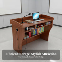 1 Lectern Classroom Presentation Desk Wooden Speech Stand Spacious Desktop Sturdy Construction Suitable for Lectures Meetings Speeches Auditoriums