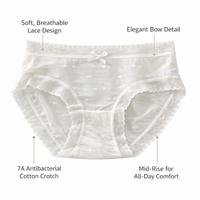 Underwear Women Multipack with Hygienic Gusset, Breathable Lace Knickers for Girls Everyday Wear, Comfortable Mid-Rise