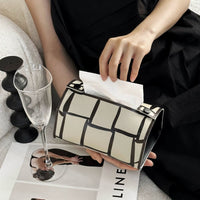 Textured Luxury Retro Pattern Tissue Box, Leather, Black and White
