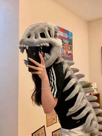 Dinosaur Skeleton Plush Hat for Teens and Adults
